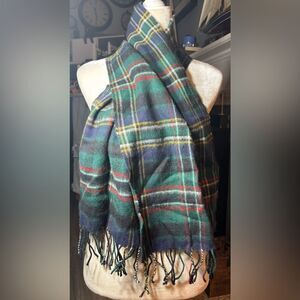 Vintage James Pringle Weavers Inverness Tartan 100% Lambswool Scarf with Fringe